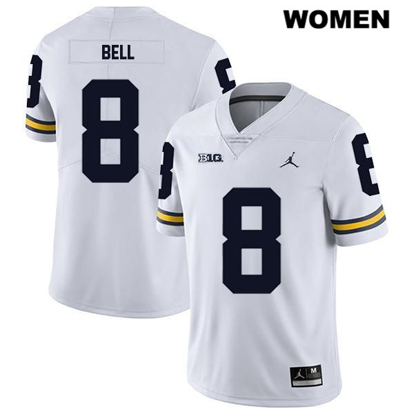 Women's NCAA Michigan Wolverines Ronnie Bell #8 White Jordan Brand Authentic Stitched Legend Football College Jersey HF25X31QU